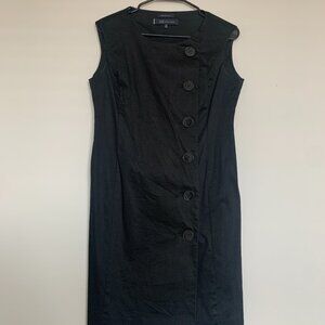 Anne Klein Sleeveless Black Sheath Dress with Buttons